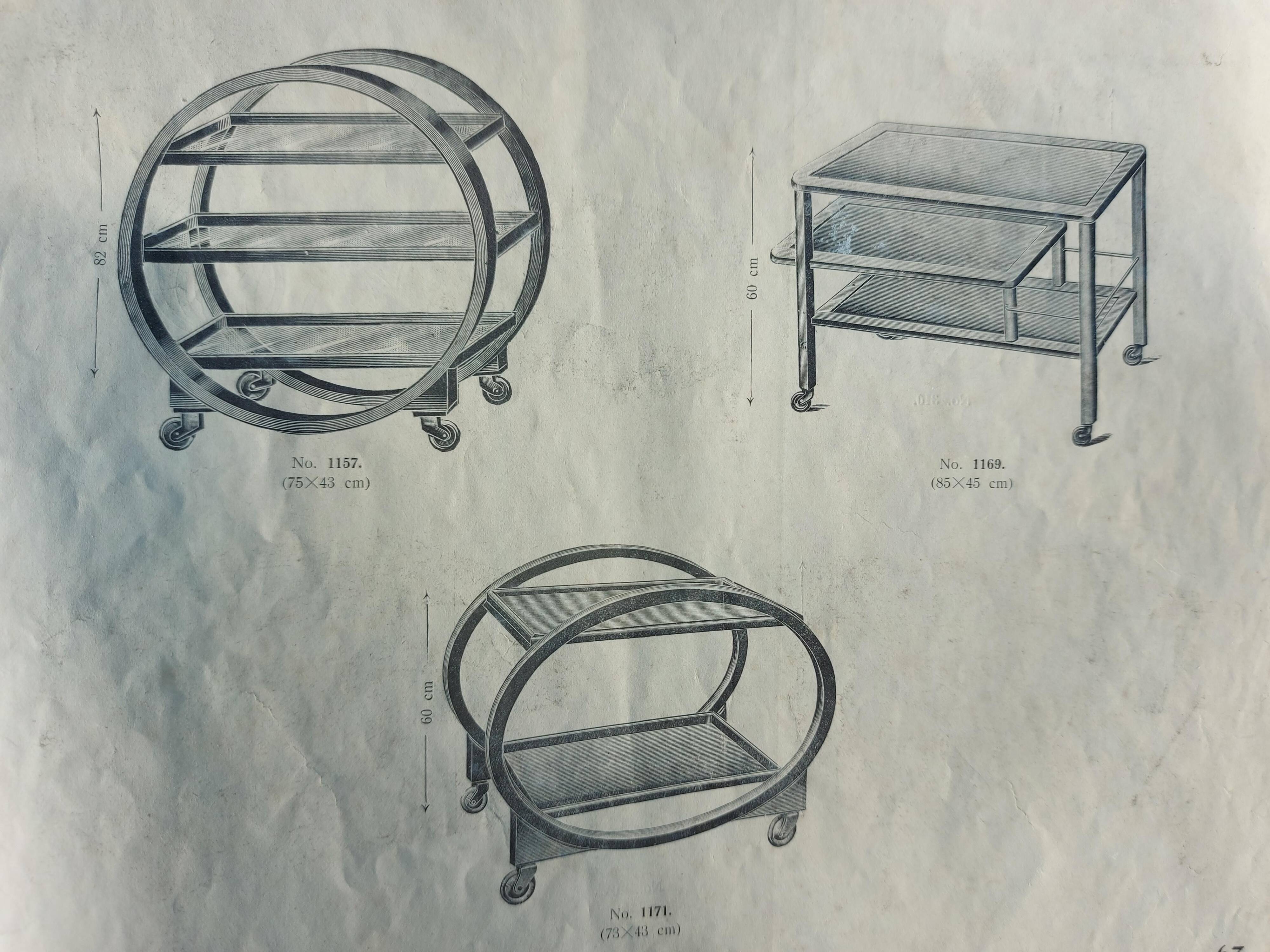 Art Deco service trolley no. 1157 by Thonet Debrecen 1930