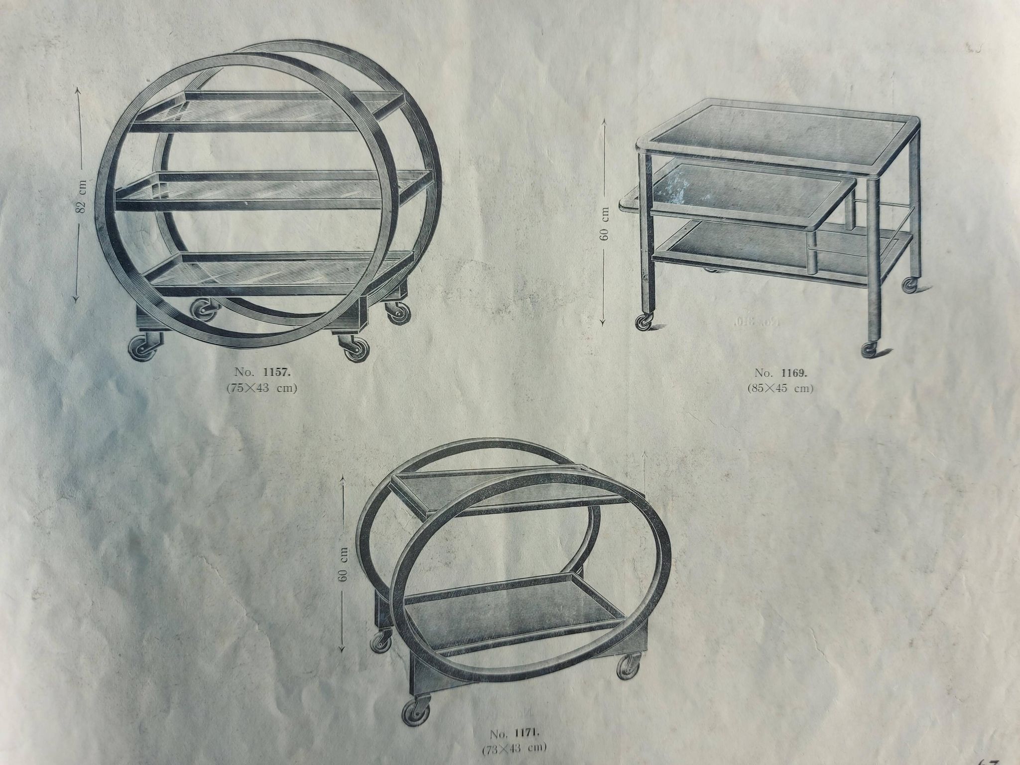 Chariot de service Art déco no.1157 par Thonet Debrecen 1930