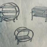 Art Deco service trolley no. 1157 by Thonet Debrecen 1930