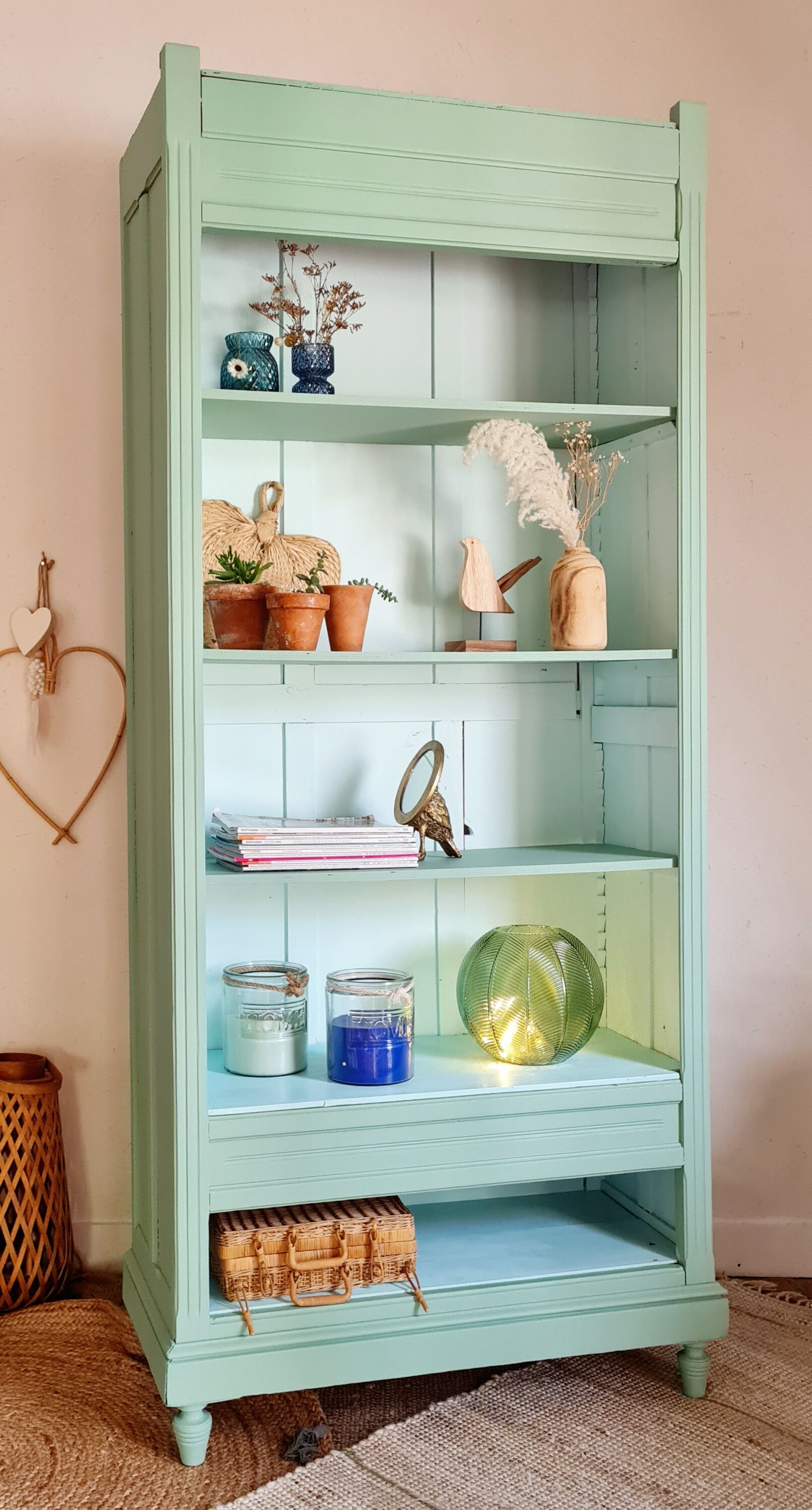Green bookcase cabinet