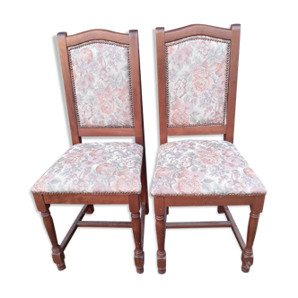 Set of wooden chairs and upholstery fabrics