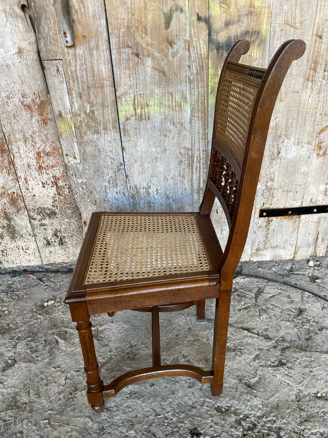 Chaise ancienne neo renaissance chêne + assise + dossier cannées vintage