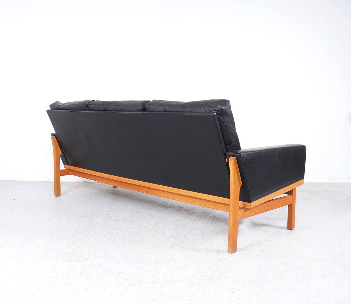Vintage Black Leather Sofa by Poul M. Volther for Erik Jørgensen, 1960s
