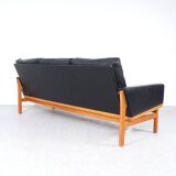 Vintage Black Leather Sofa by Poul M. Volther for Erik Jørgensen, 1960s