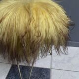 Yellow Angora sheep skin stool 1960s