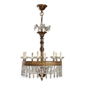 Lustre ancien style Empire en verre et métal doré, Italie, XXe siècle