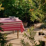 Pink striped tablecloth: 200cm x 160cm