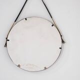 Vintage round steel mirror, Italy, 1970s.