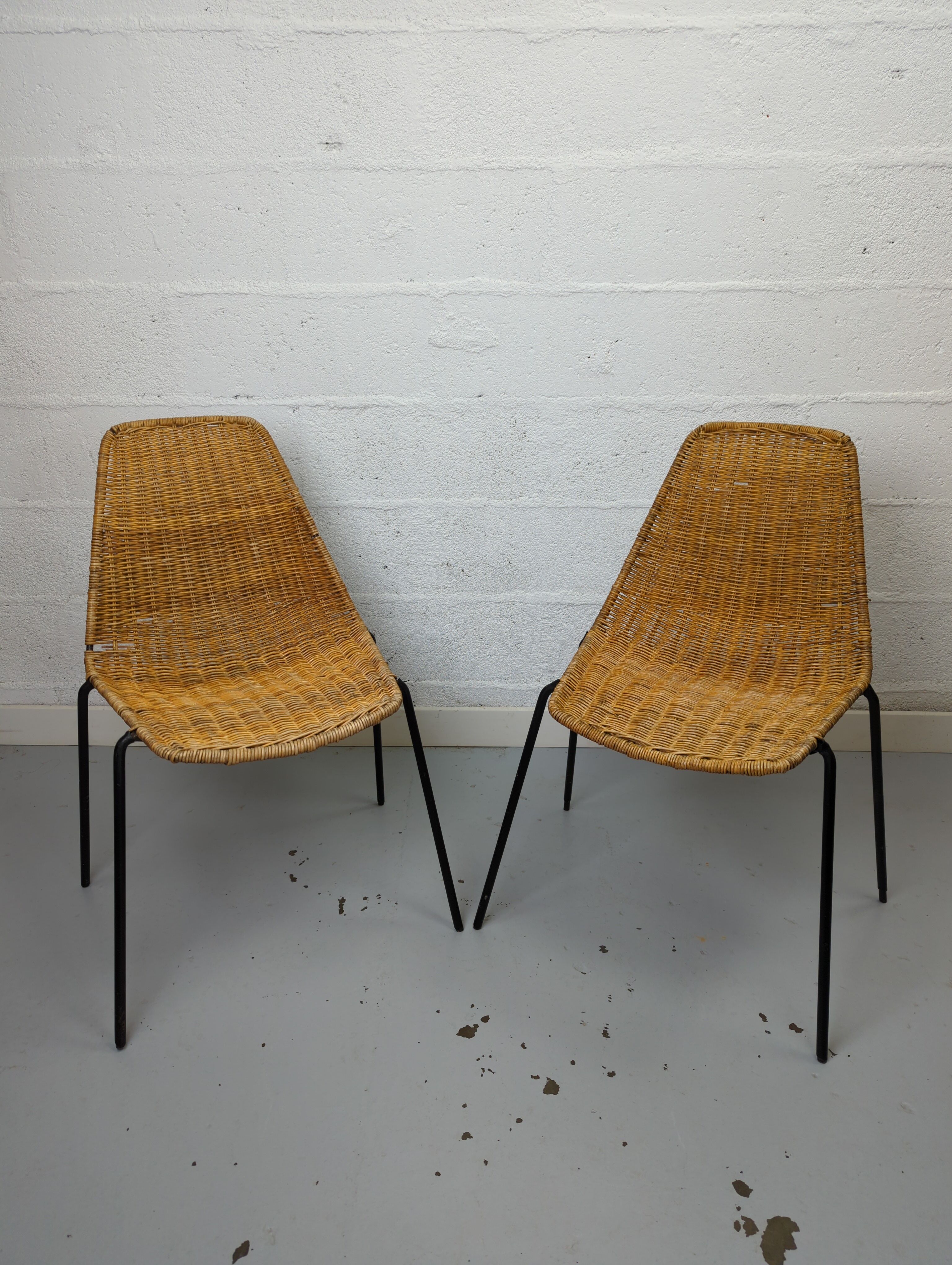 Pair of chairs Gian Franco Legler model Basket