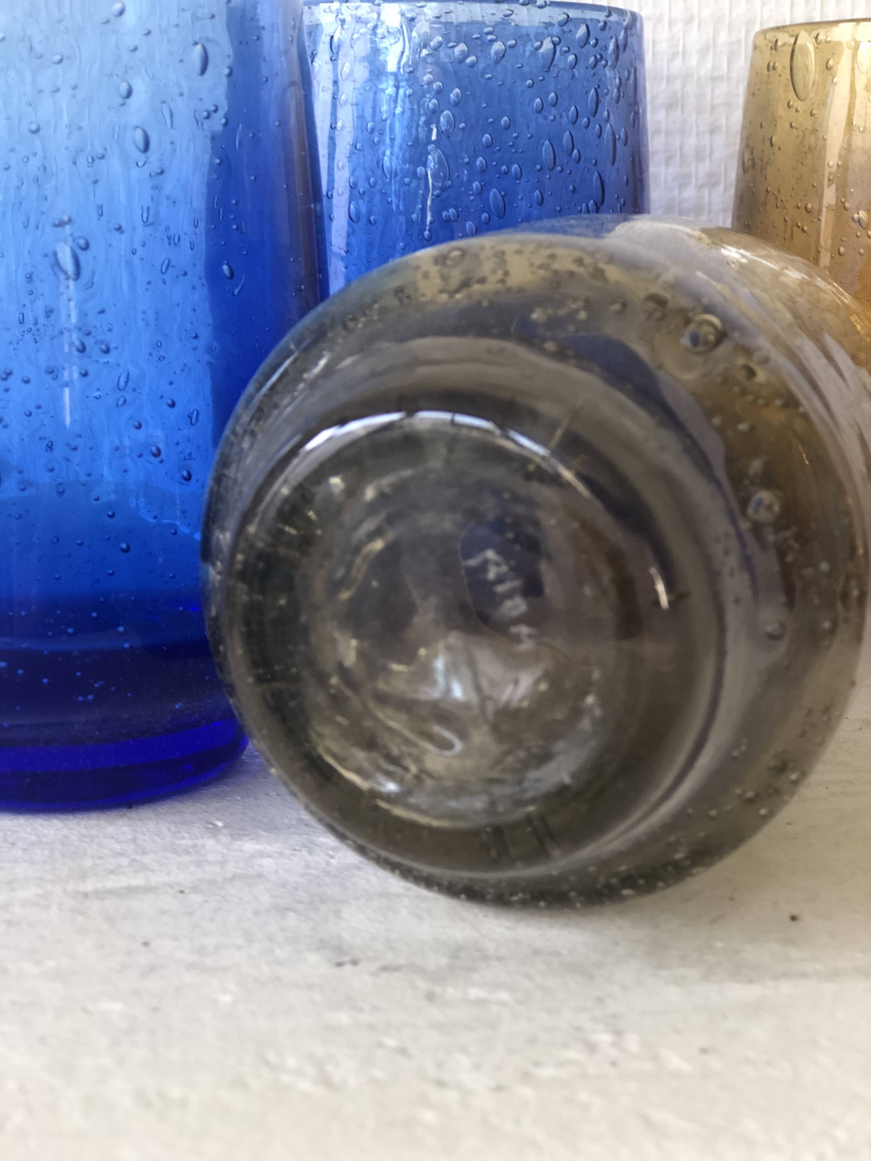 Lot de 6 verres bullés signés Riom