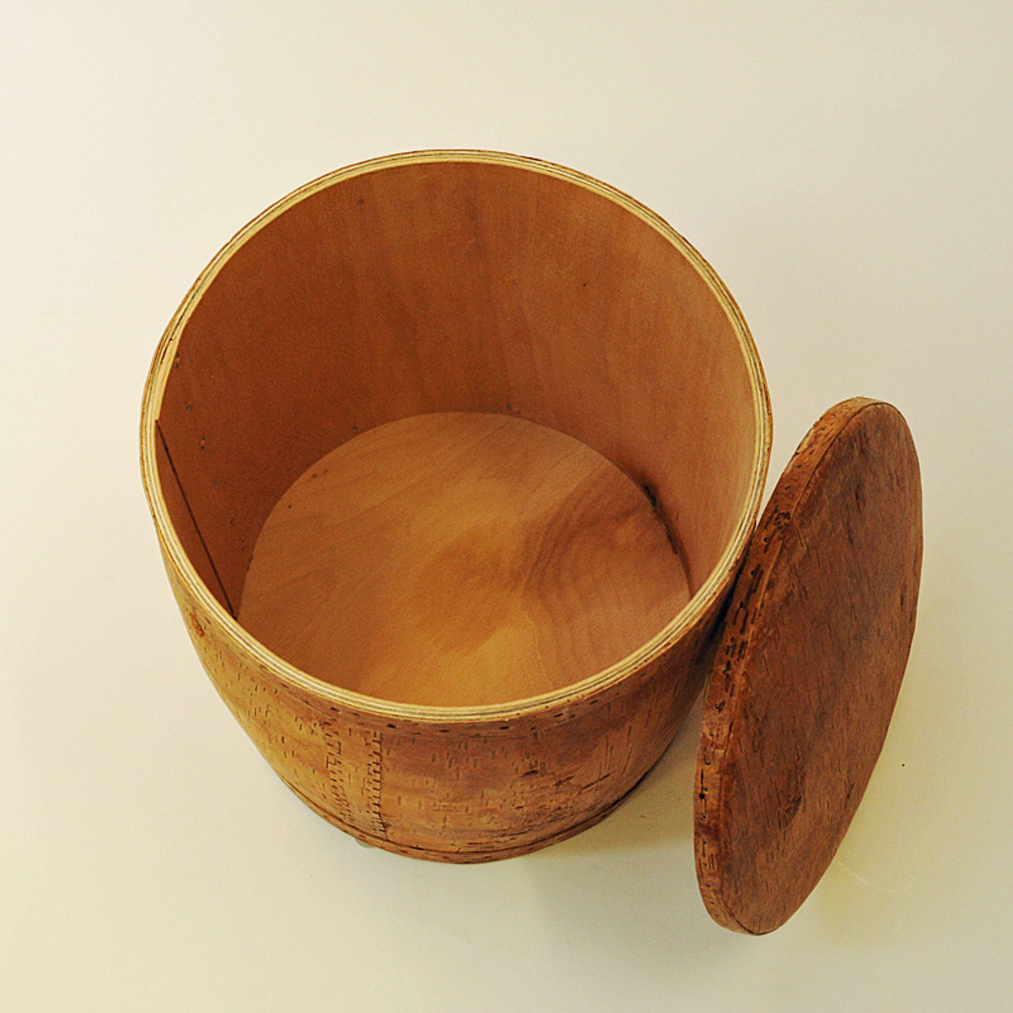 Pouf en bouleau vintage avec couvercle amovible Suède 1972