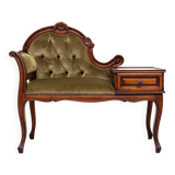 Telephone Sofa Green Velvet Queen Anne style 1960s