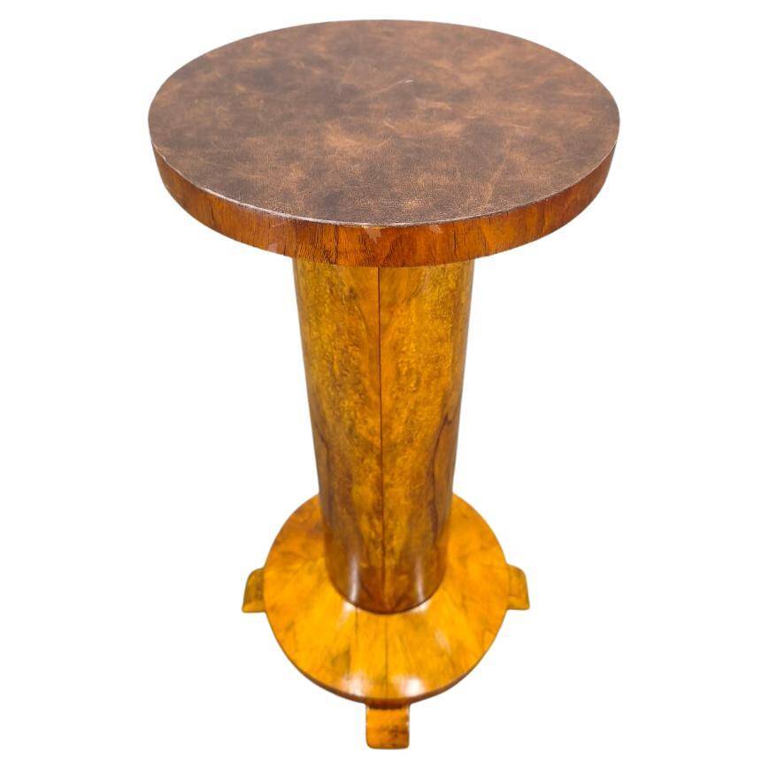 Art Deco Walnut Pedestal Table, Czechoslovakia, 1930s