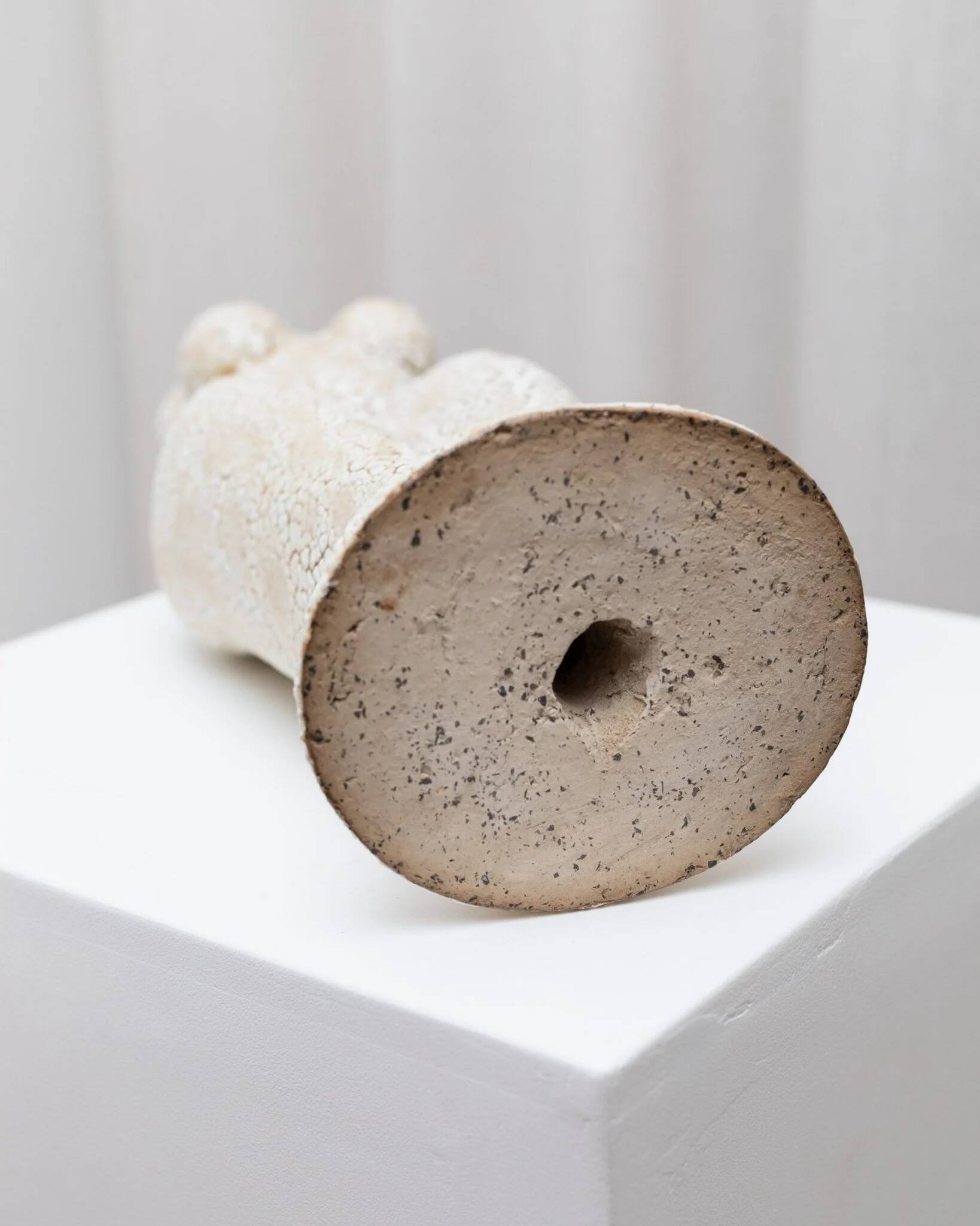 Beige Ceramic Fat Lava Statue – Abstract Mid-Century Modern Sculpture (2000s)