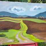 Oil on canvas "the path" signed U.Doan