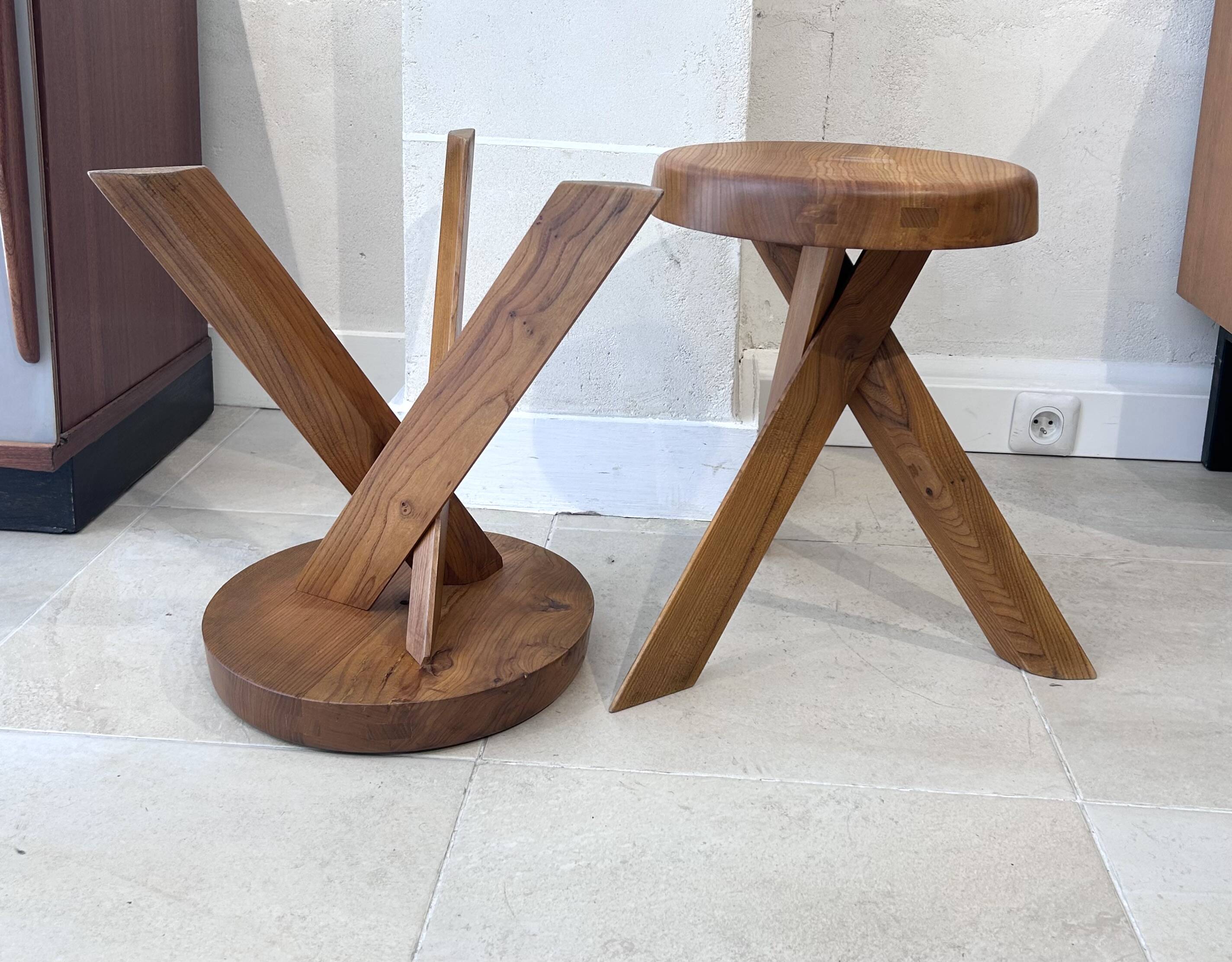 Paire de S28 Tabourets, Pierre Chapo 1970
