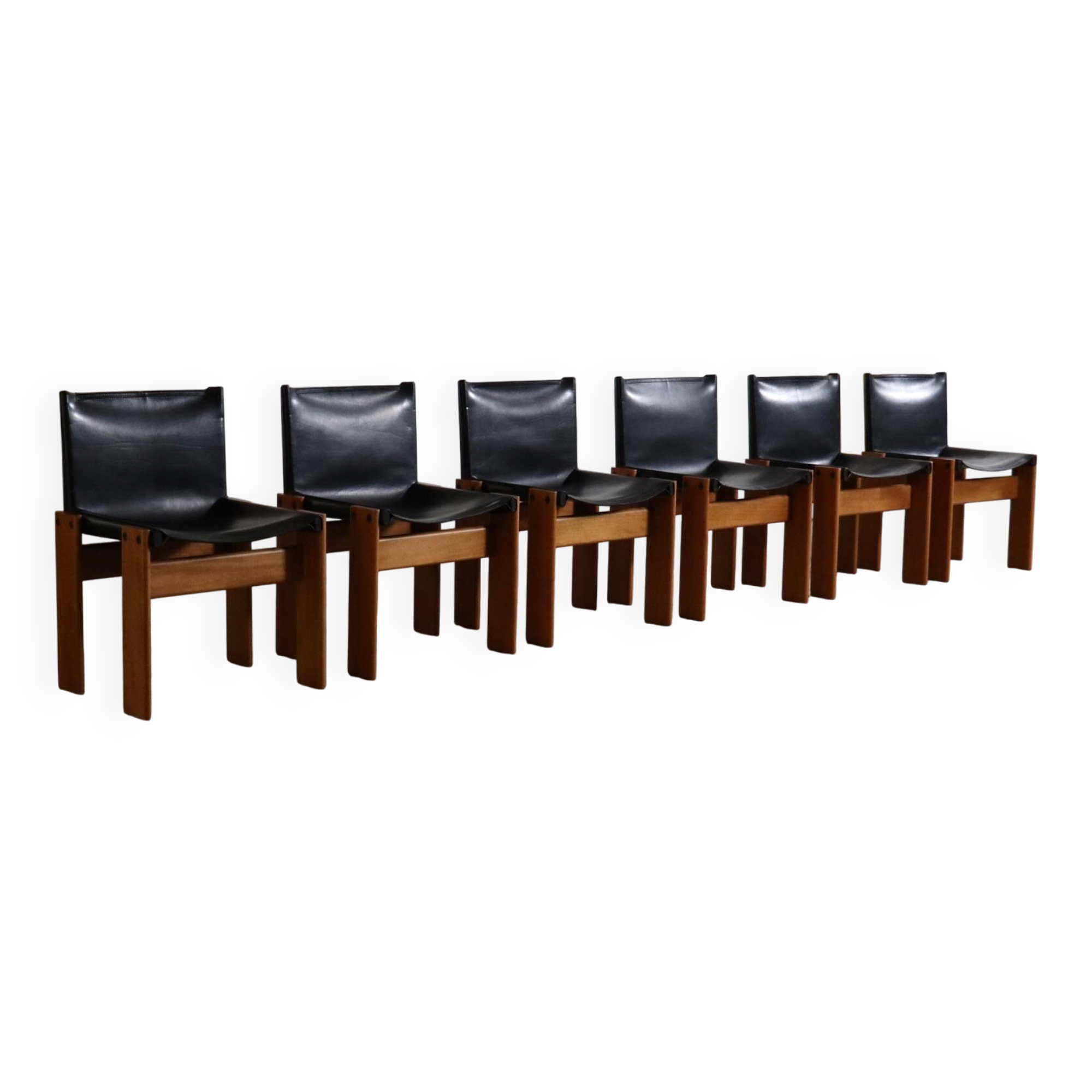 Set of 6 Monk dining chairs by Afra and Tobia Scarpa for Molteni, Italy, 1974