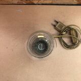 Ancienne lampe a huile électrifiée abeille laiton + verre vintage