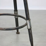 Vintage industrial metal & leather swivel bar stool