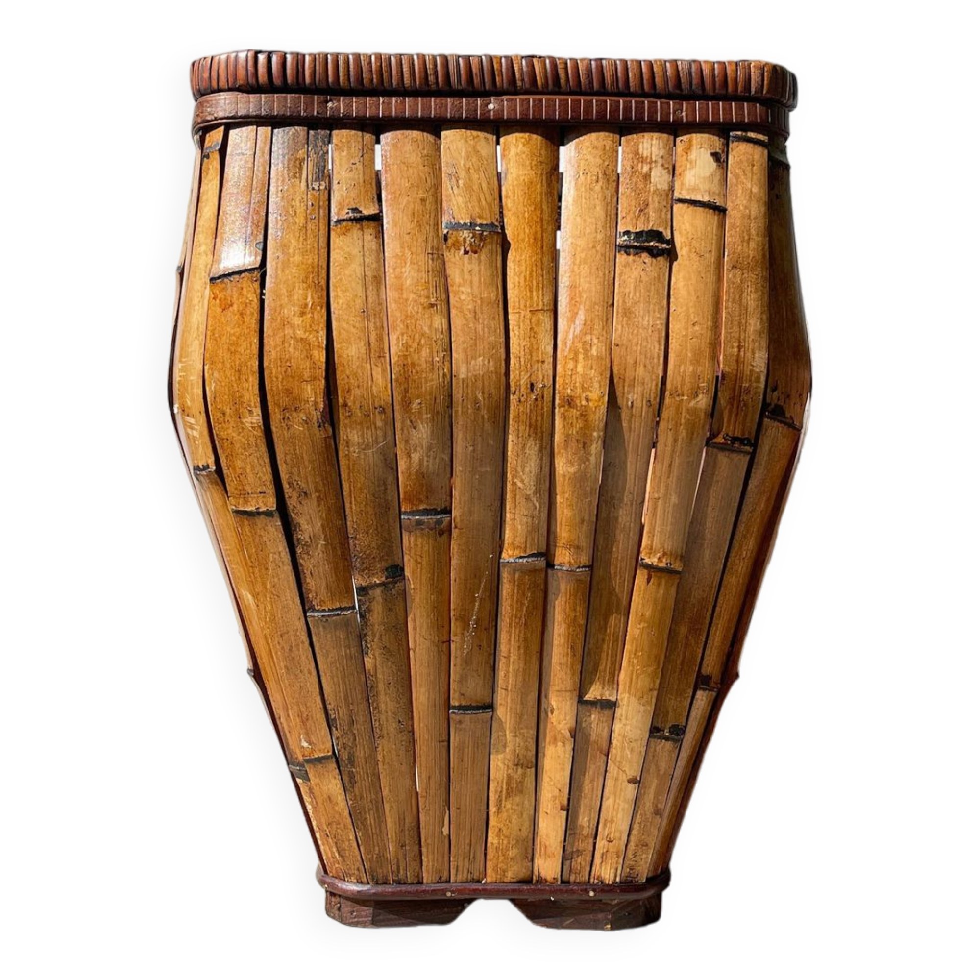 Vintage rattan umbrella stand, colonial style 1930s - Vintage rattan planter