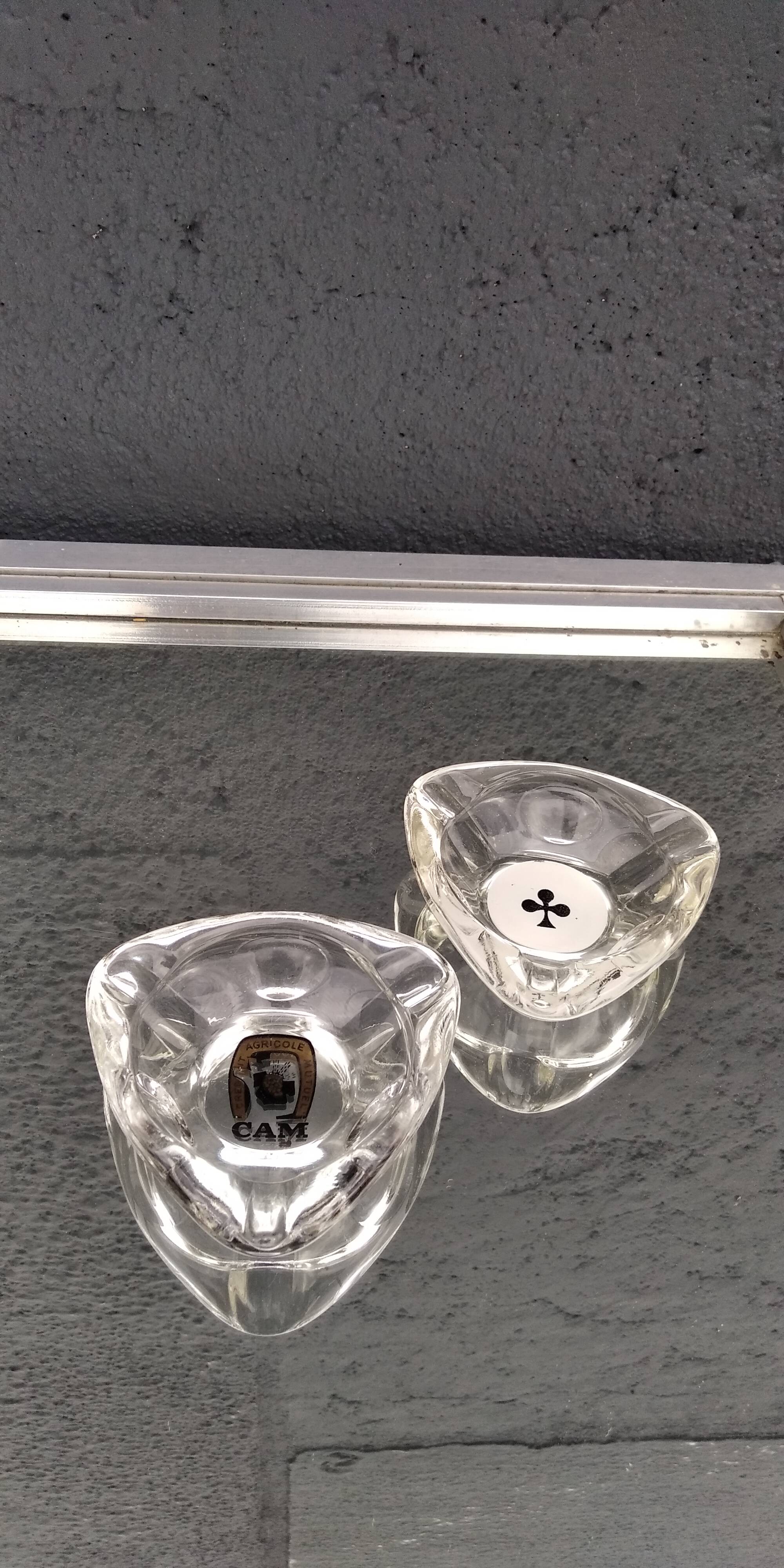 Set of 2 glass advertising ashtrays