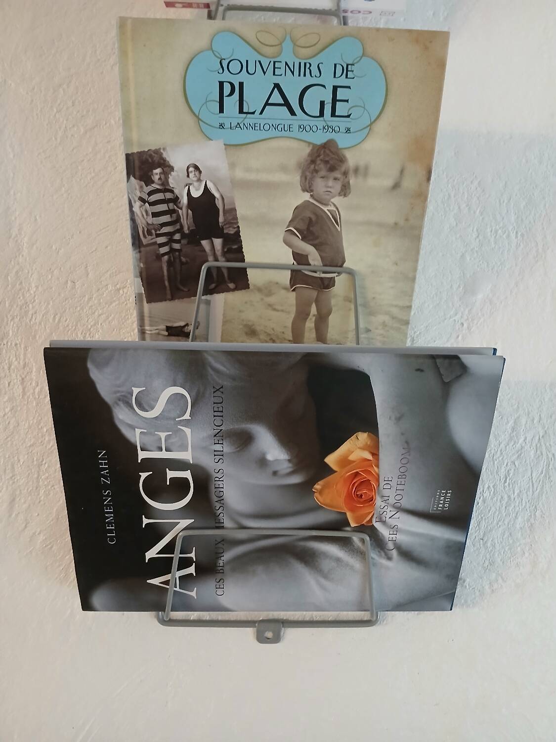 Metal wall-mounted magazine/book rack