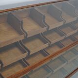 Vintage Mid-Century Large Dutch Oak & Glass Shop Counter Cabinet / Vitrine