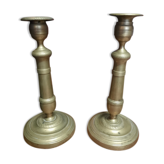 Pair of golden candle holders