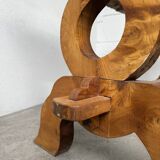 Table artisanale en orme massif, art populaire