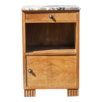 Art deco bedside table, art deco wooden bedside table with marble slab