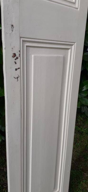 Narrow old paneled molded cupboard door h220x42cm