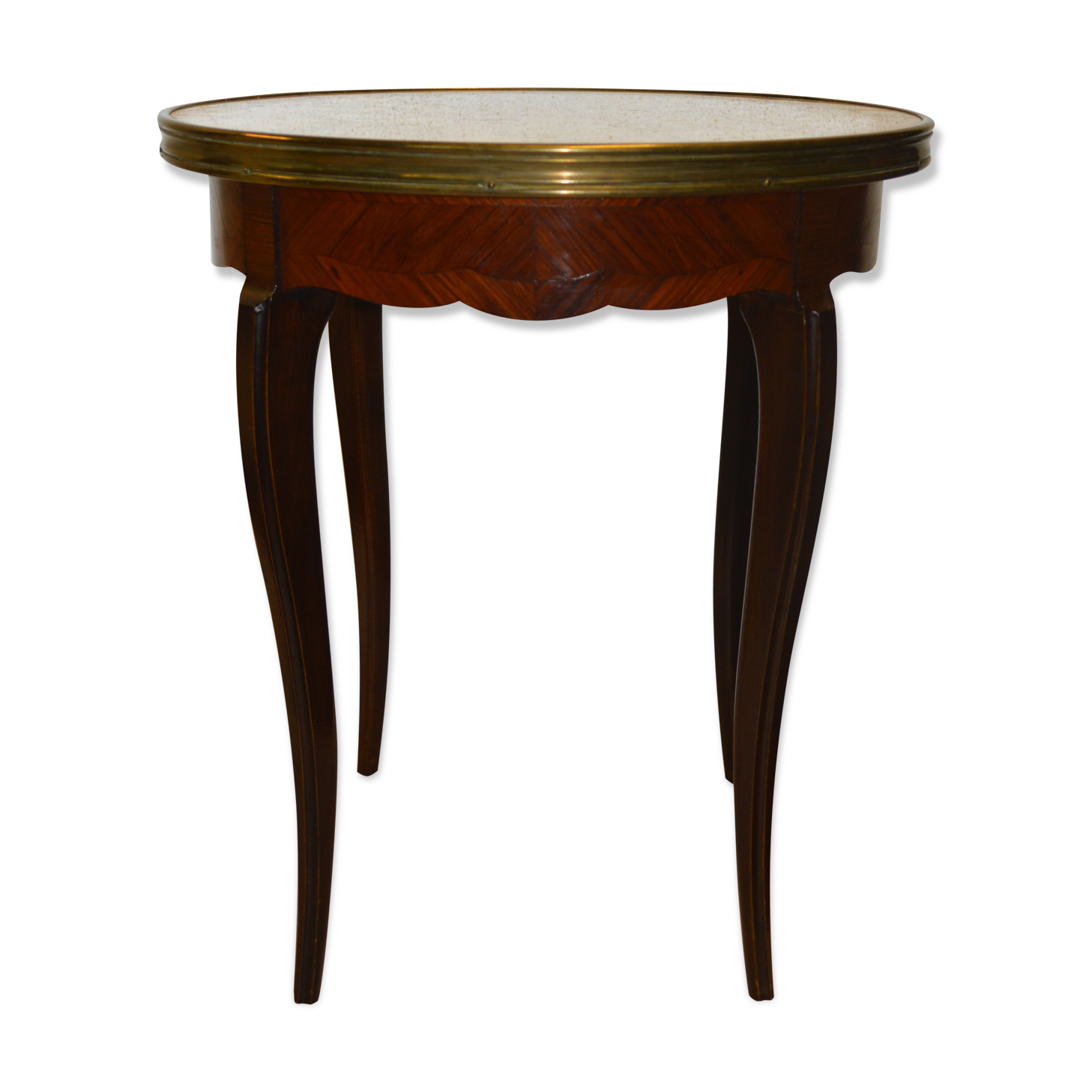 Marquetry marble top side table