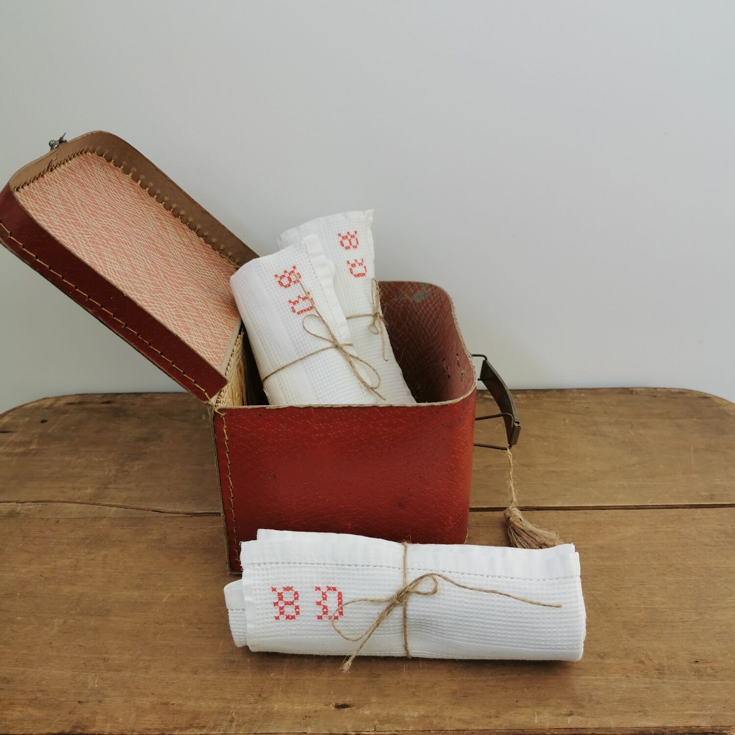 Old honeycomb tea towels