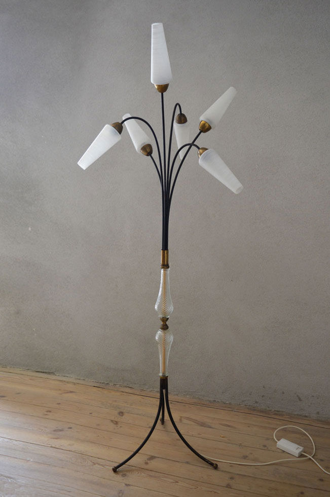 1950's Vintage 6-Shade Tripod Floor Lamp