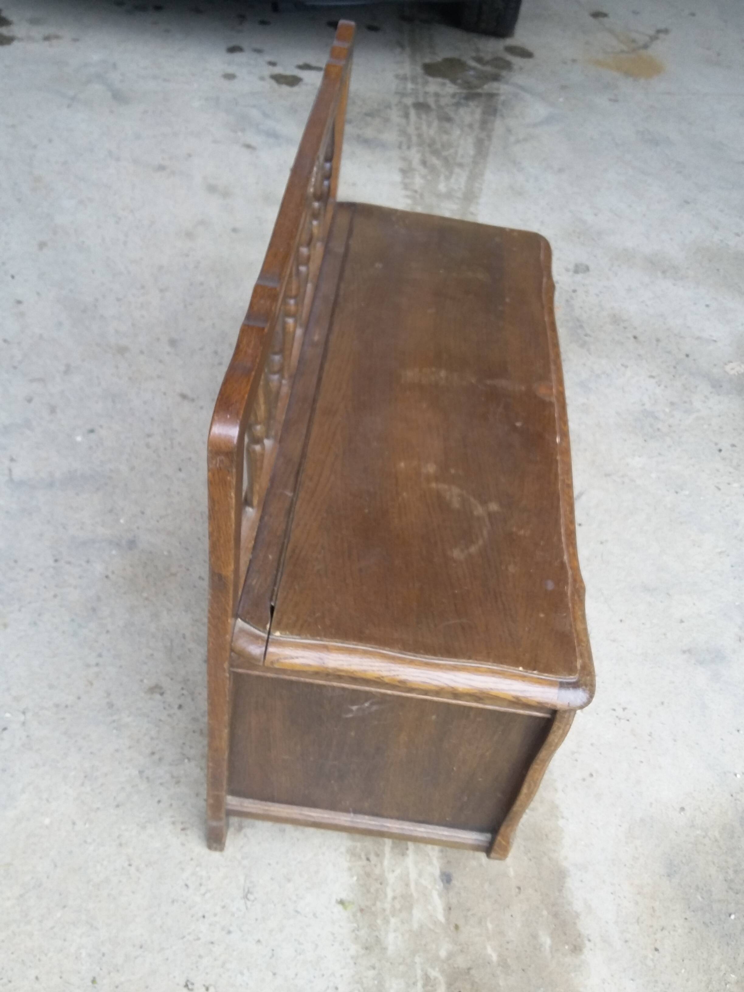 Small Oak Storage Bench - 20th Century