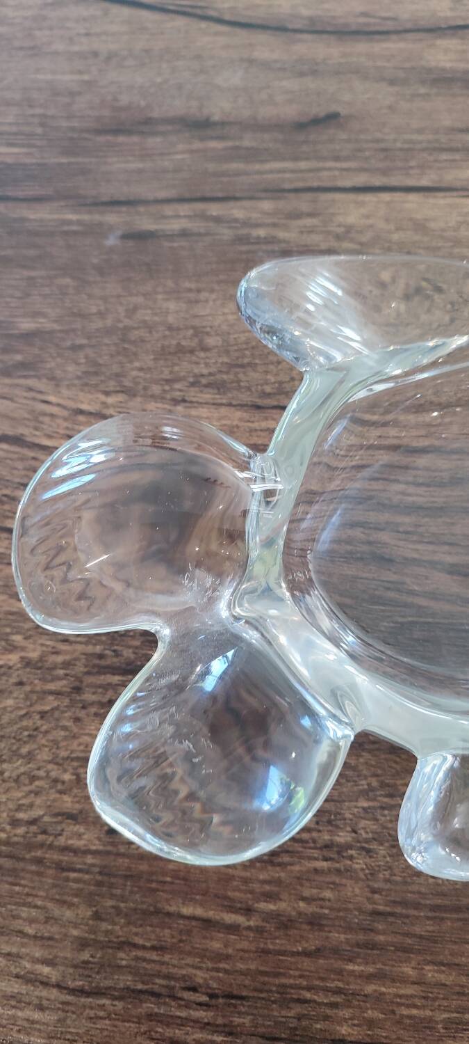 Vintage thick molded glass "fish" trinket tray