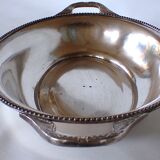 Oval silver-plated metal serving dish/basket/basket
