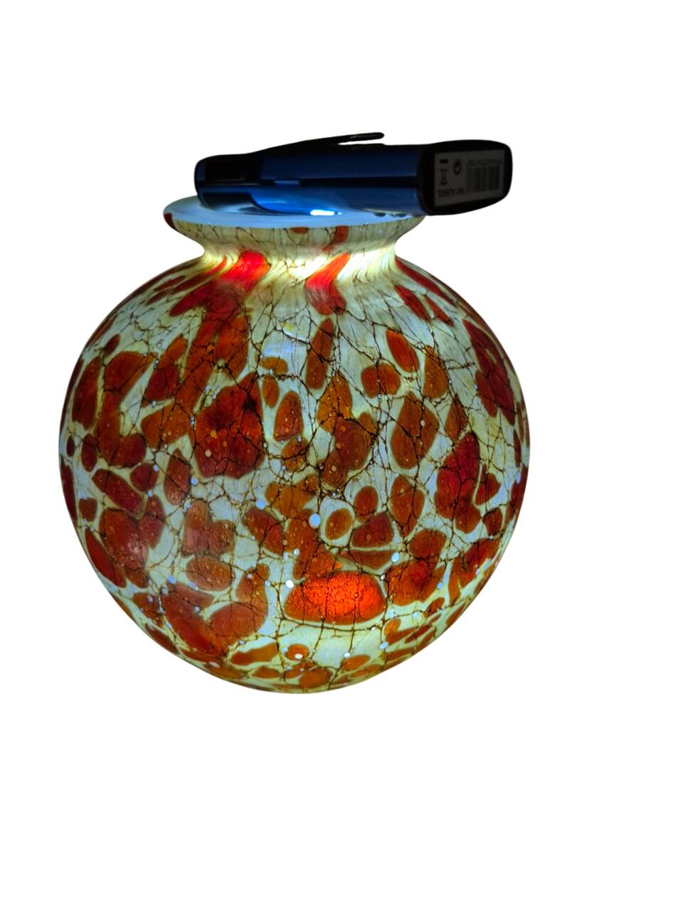 Red and brown glass ball vase, France 1930
