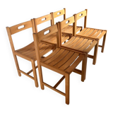6 solid beech chairs by André Sornay