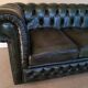 Canapé Chesterfield cuir vert trois places