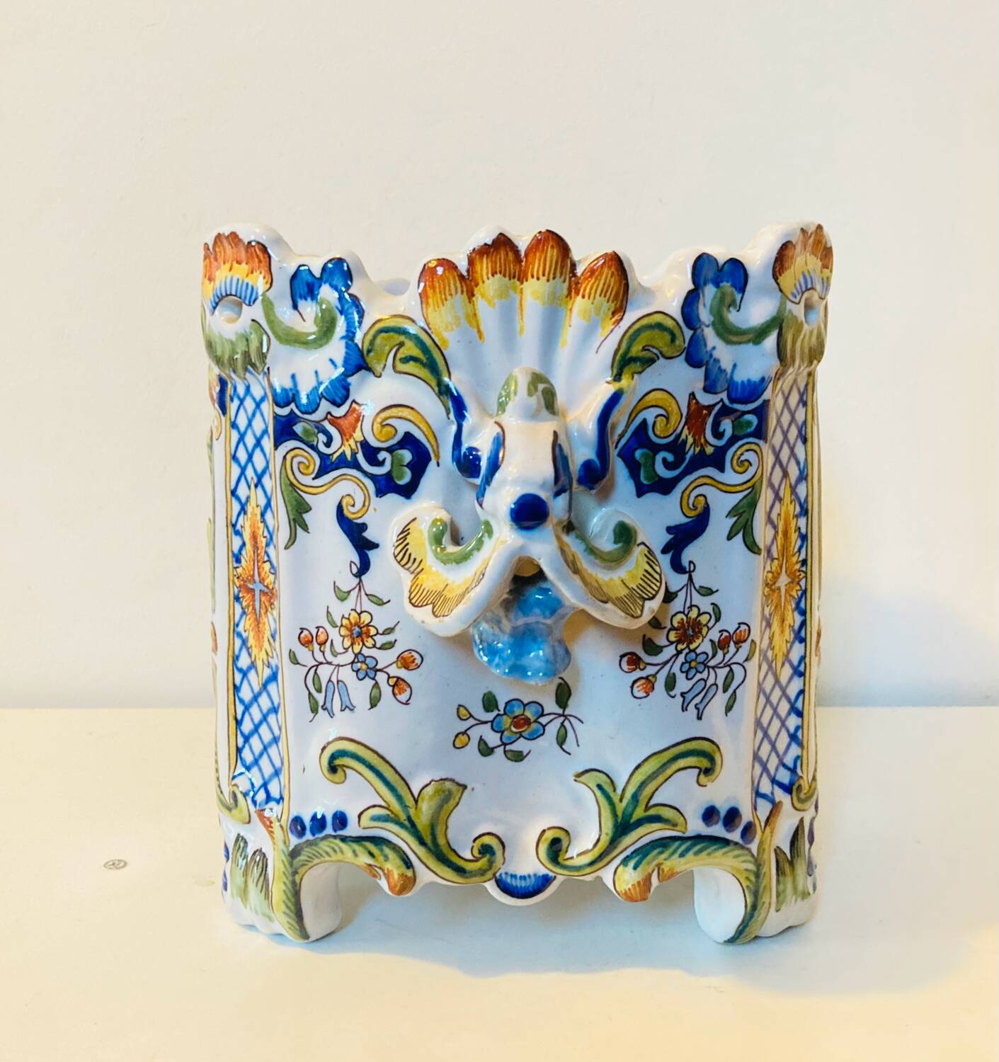 Earthenware cache pot from ROUEN, 19th century.