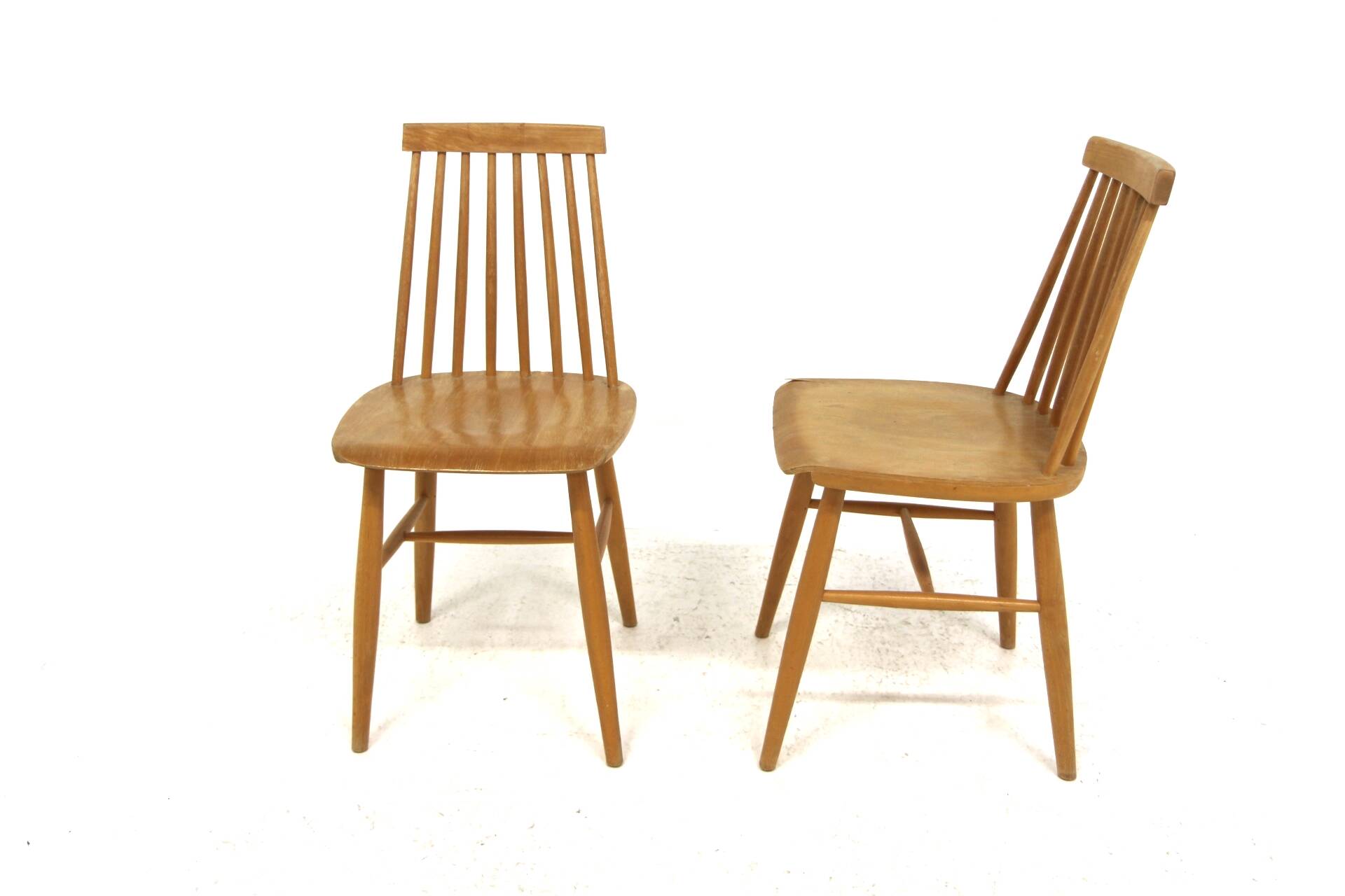 Set of 2 Scandinavian "Pinnstol" chairs in beech, Sweden, 1960