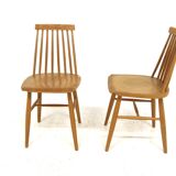 Set of 2 Scandinavian "Pinnstol" chairs in beech, Sweden, 1960