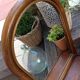 Arched rattan mirror with shelf/vintage 60s-70s