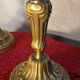 paire lampe bronze ancienne , abat jour verre vitrail