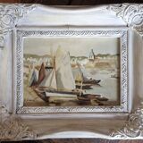 Peinture marine cadre bois