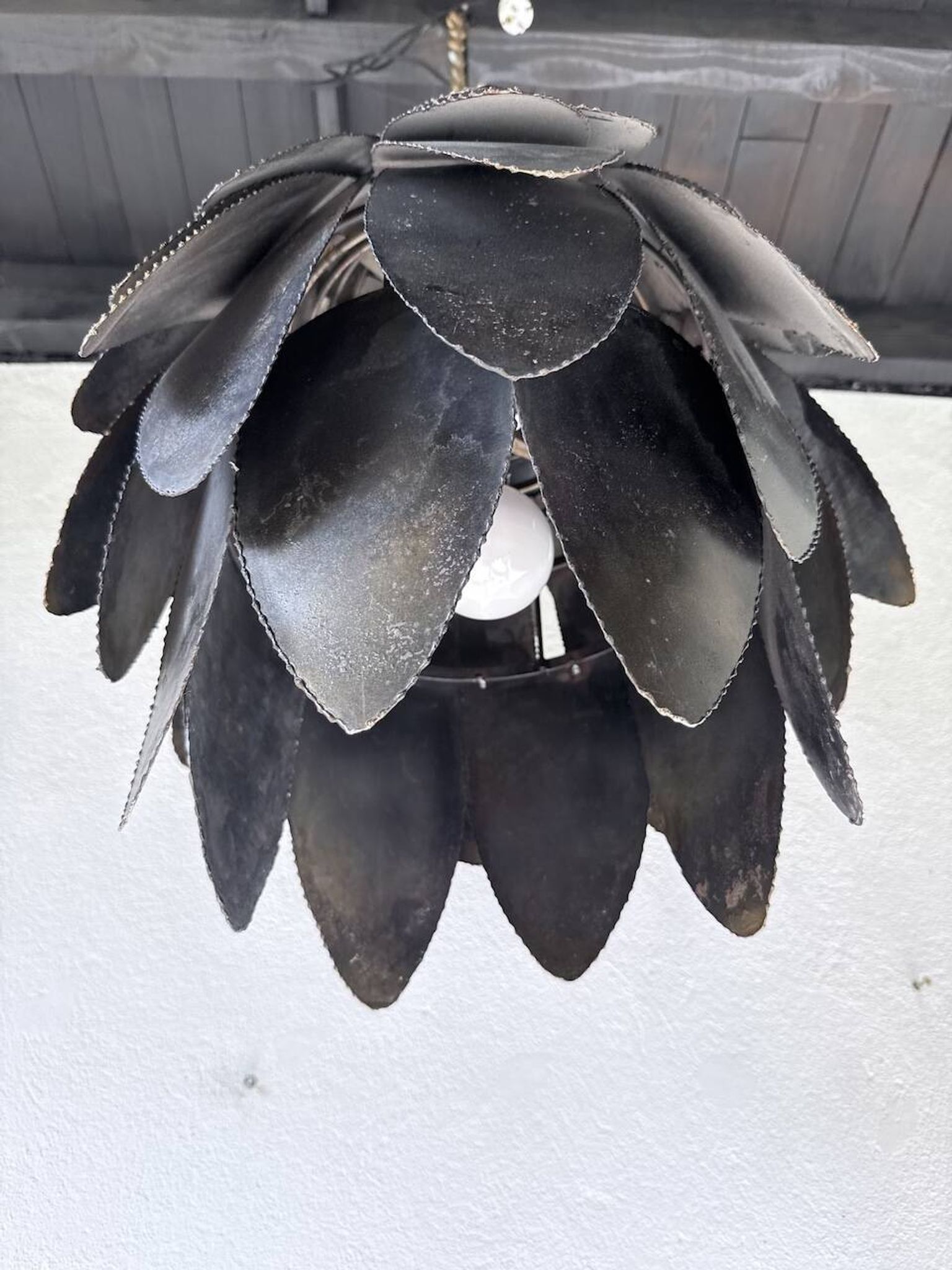 Brutalist suspension Jansen metal welded flower