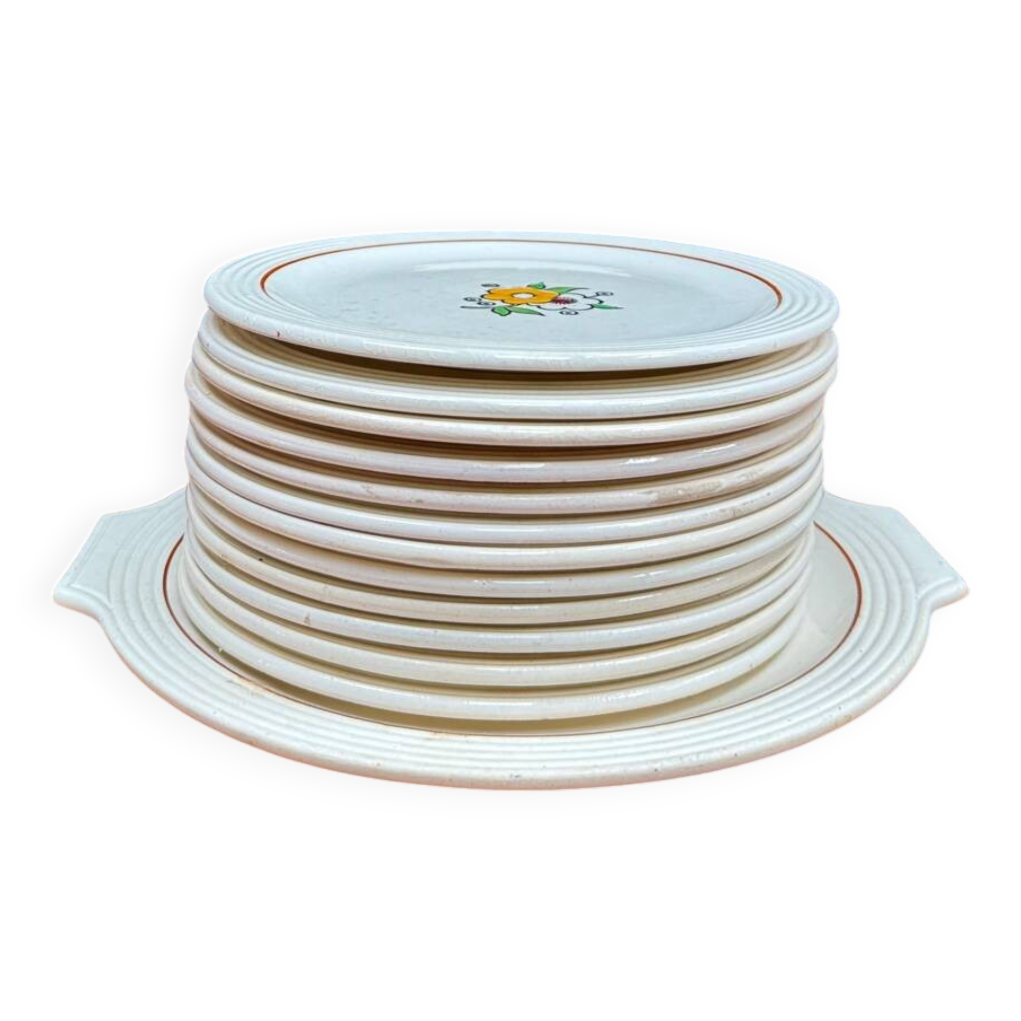 Longwy iron earth dessert service