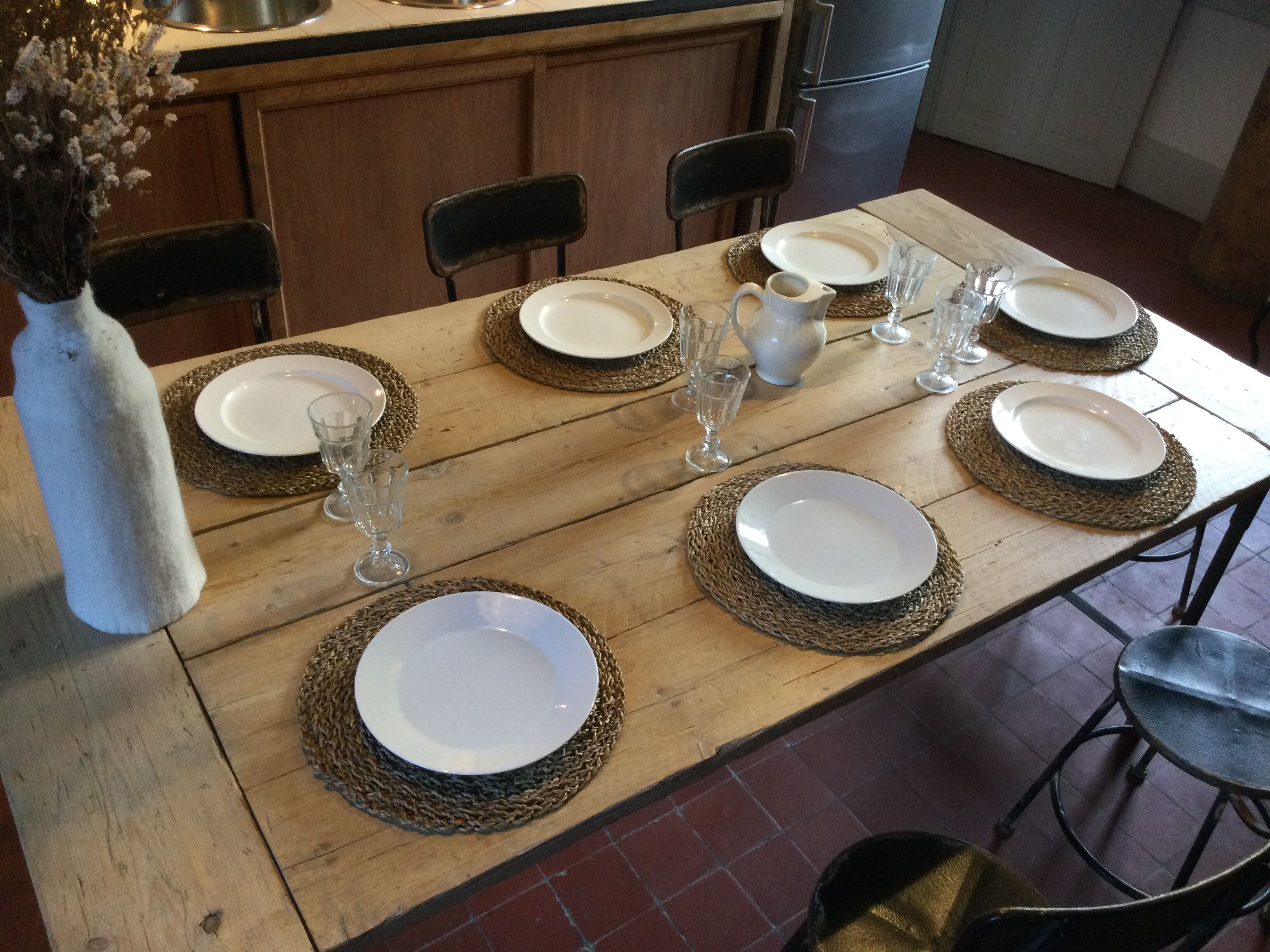 Wood and iron dining table