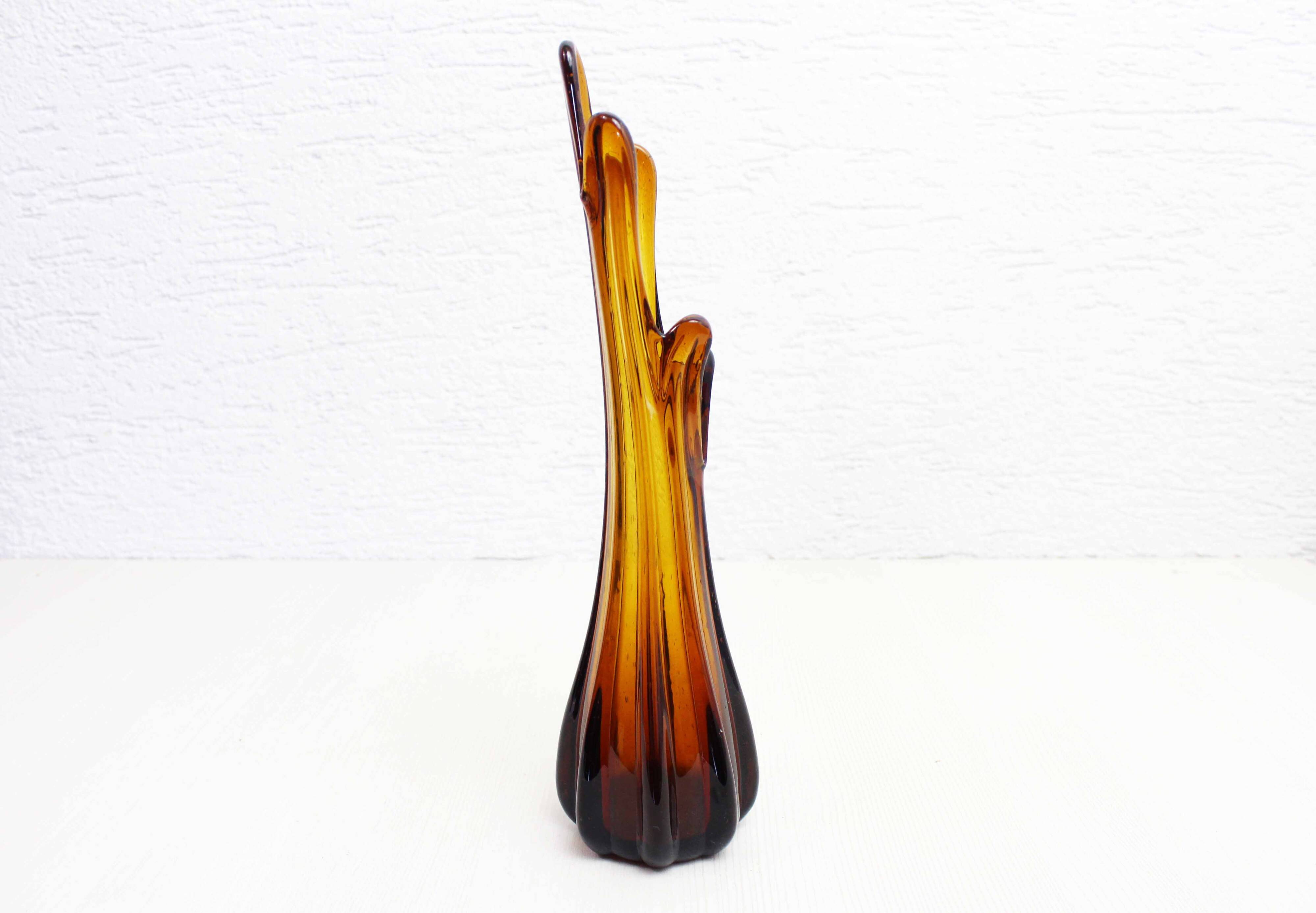 Vintage amber glass vase 1970